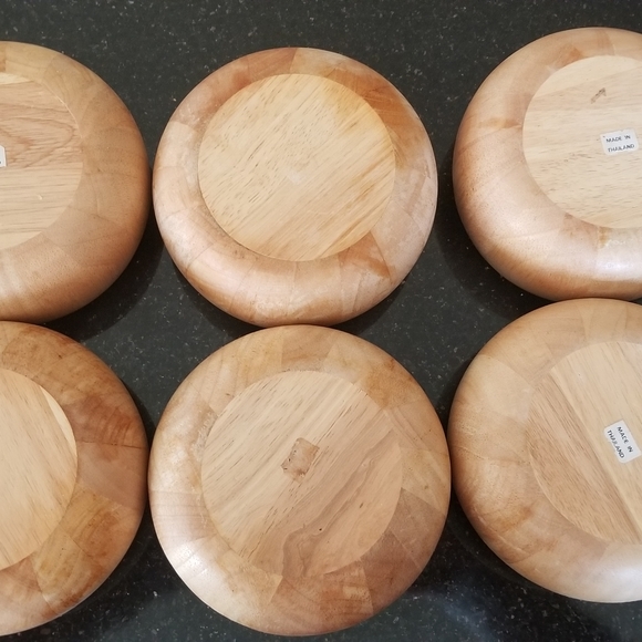 Wood/Teak Salad Bowls-set of 6 - Picture 2 of 5